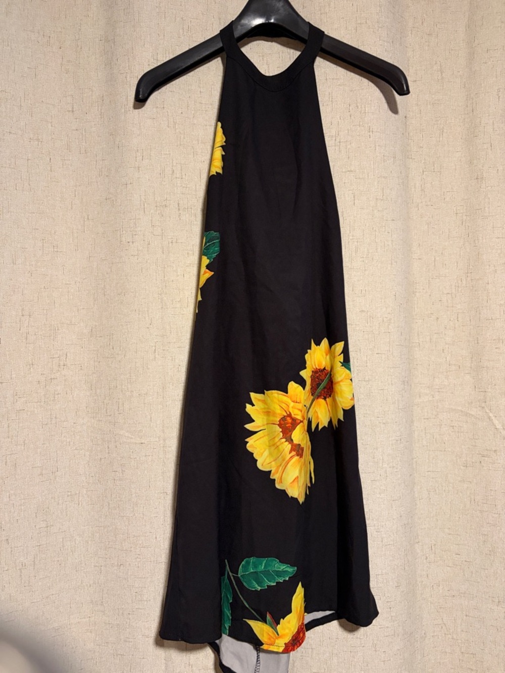 Black Sunflower Halter Midi Dress